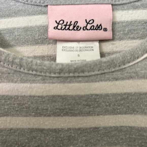 Little lass Girls Dress Sz5 Fit and Flare Gray and white - Picture 3 of 3